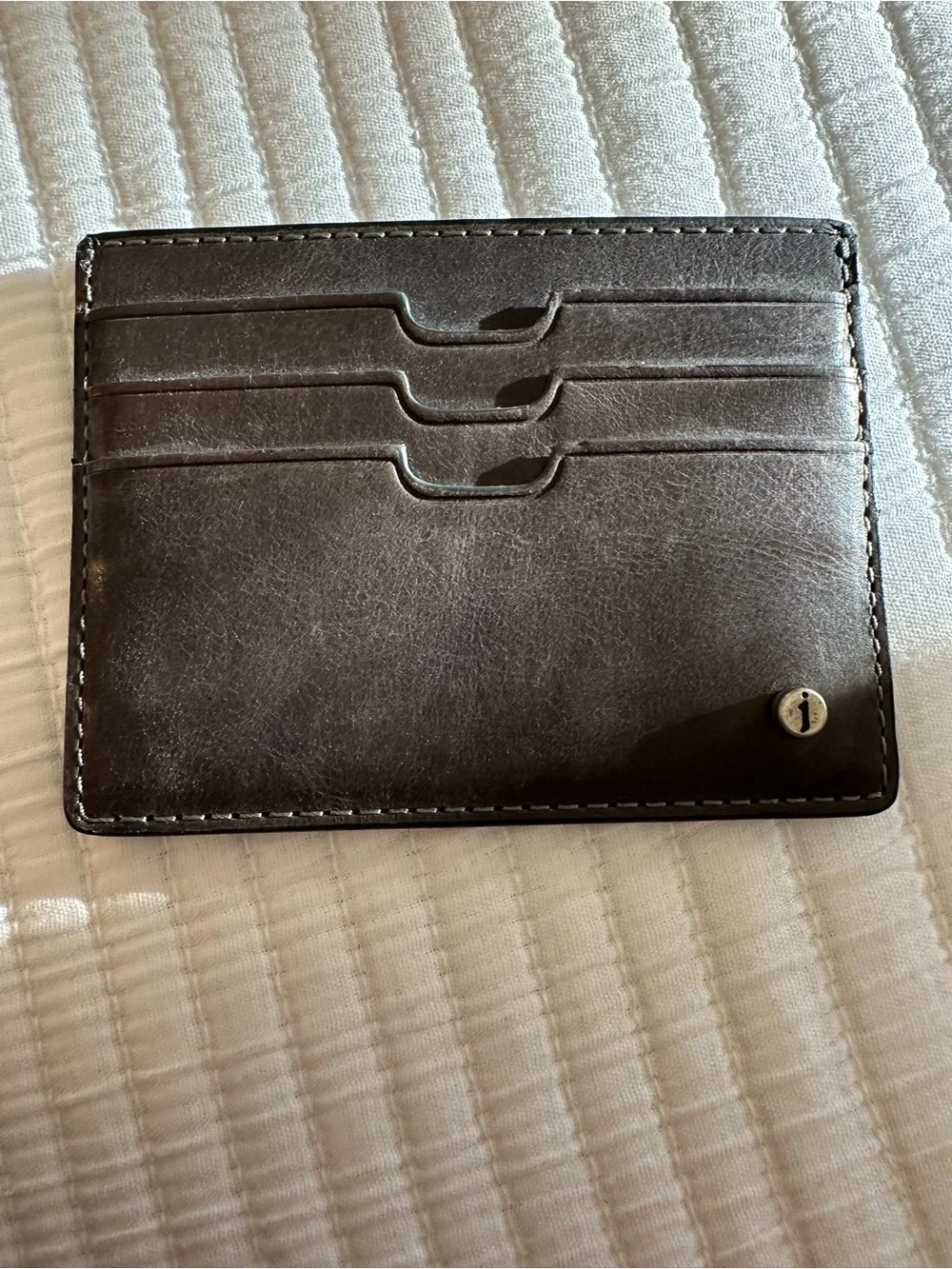 John Varvatos Dark Gray Leather Card Sleeve
